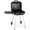 22" Square Charcoal Grill with Foldable Side Shelf, Black