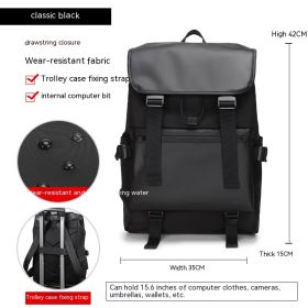 Backpack Men's Business Commute Large Capacity (Option: Classic Black)